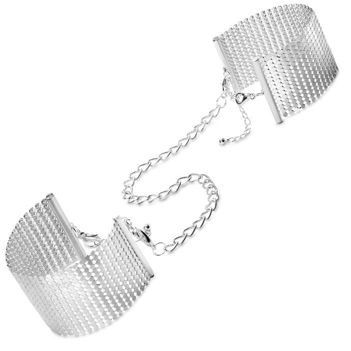 BIJOUX DeSIR MeTALLIQUE SILVER METALLIC MESH HANDCUFFS