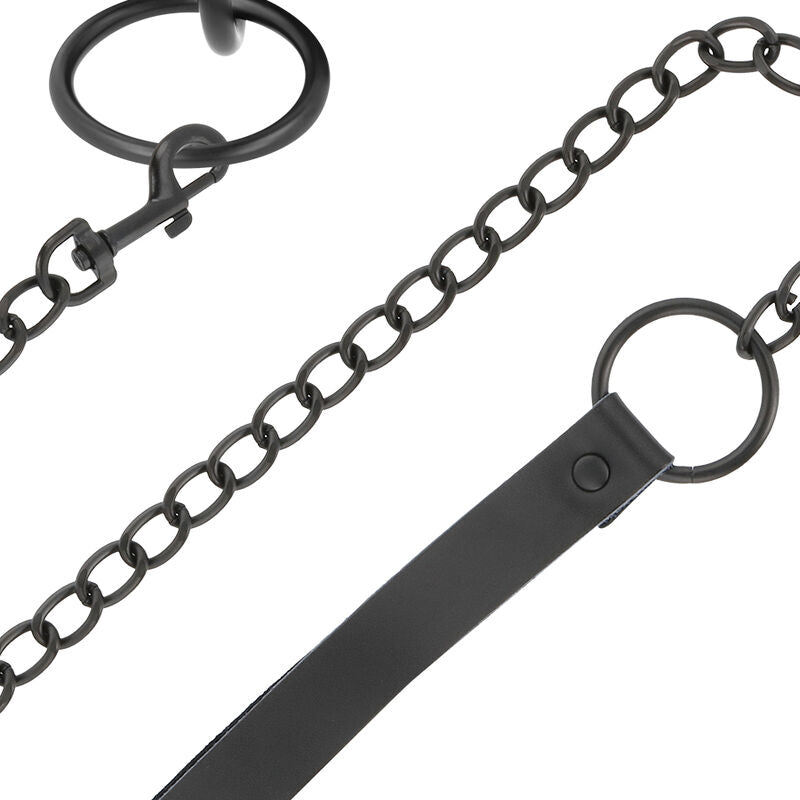 DARKNESS THIN BLACK FULL COLLAR WITH LEASH