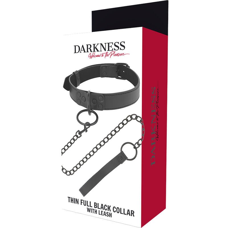 DARKNESS THIN BLACK FULL COLLAR WITH LEASH