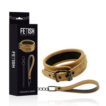 FETISH SUBMISSIVE ORIGEN COLLAR CON CADENA CON FORRO DE NEOPRENO