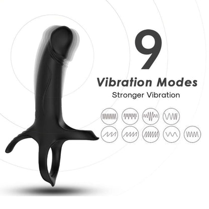 ARMONY DILDO COM ANEL E VIBRADOR PRETO