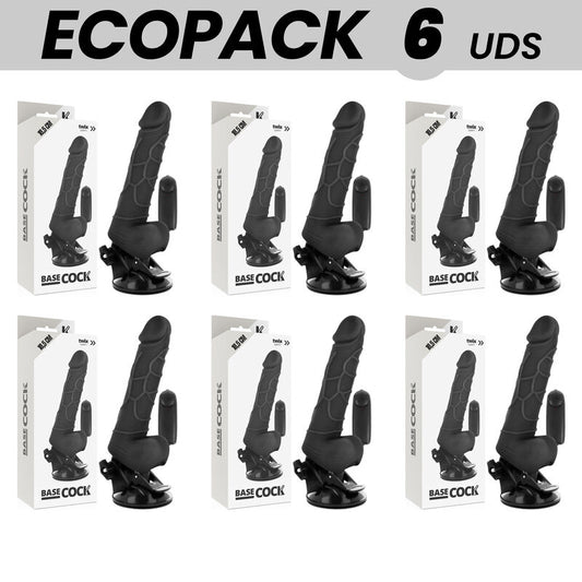 ECOPACK 6 UNIT BASECOCK CONTROLE REMOTO VIBRADOR REALiSTICO PRETO 185 CM O 4CM