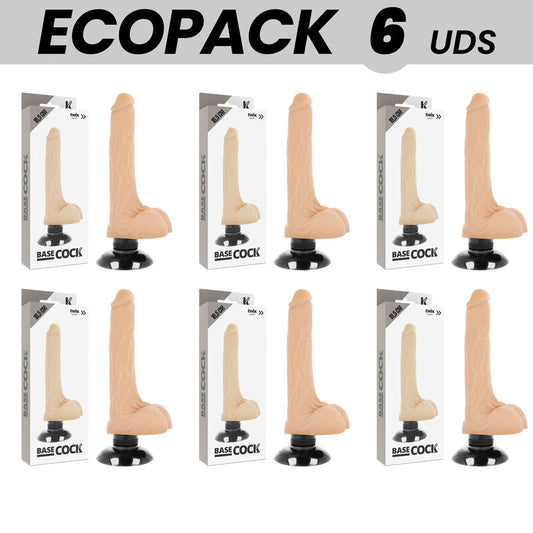 ECOPACK 6 UNIT BASECOCK VIBRADOR REALiSTICO 2 1 NATURAL 185 CM O 4 CM