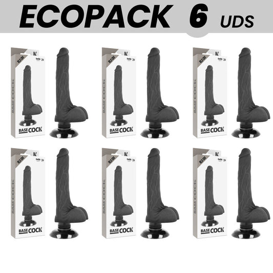 ECOPACK 6 UNIT BASECOCK VIBRADOR REALiSTICO 2 1 PRETO 185 CM O 4 CM