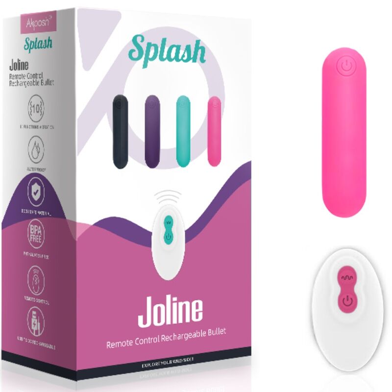 ARMONY SPLASH JOLINE VIBRADOR BALA SILICONE CONTROLE REMOTO 10 VIBRAyoES 65 X 15 CM ROSA