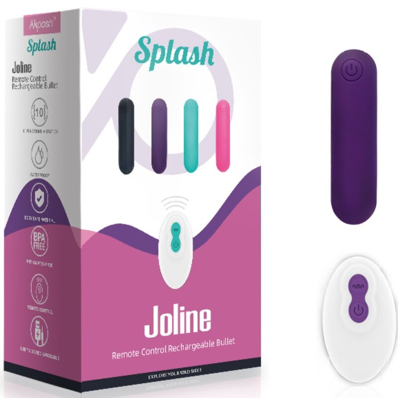 ARMONY SPLASH JOLINE VIBRADOR BALA SILICONE CONTROLE REMOTO 10 VIBRAyoES 65 X 15 CM ROXO