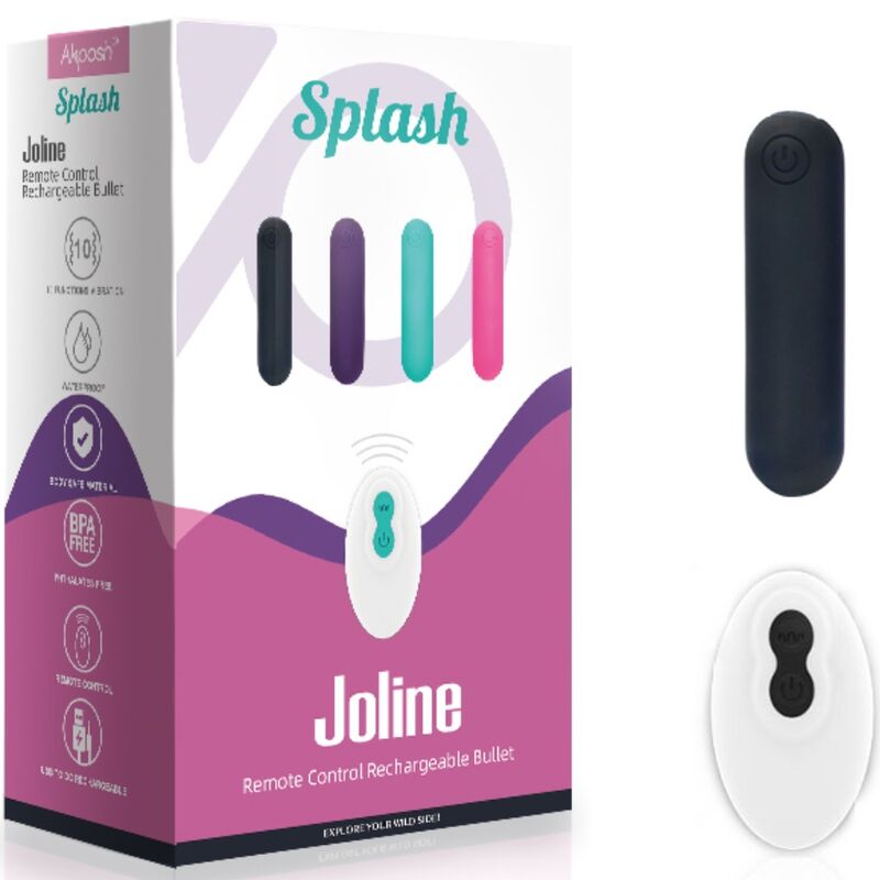 ARMONY SPLASH JOLINE VIBRADOR BALA SILICONE CONTROLE REMOTO 10 VIBRAyoES 65 X 15 CM PRETO