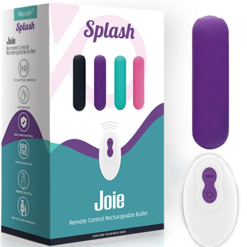 ARMONY SPLASH JOIE VIBRADOR BULLET SILICONE CONTROLE REMOTO 10 VIBRAyoES 75 X 19 CM ROXO