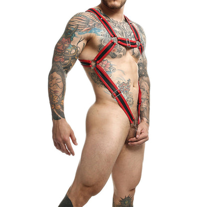 MOB DNGEON RED CROSSED PENIS HARNESS TAMANHO uNICO