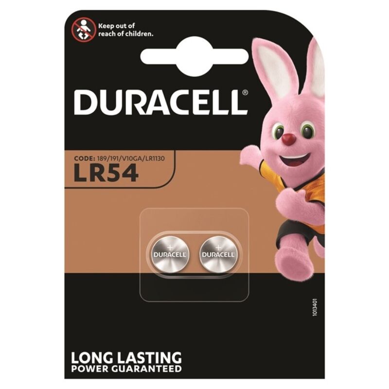 DURACELL BATERIA BOTO ALCALINA LR54 LR1130 AG10 15V 2 UNIDADE
