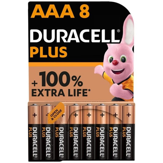 DURACELL BATERIA ALCALINA PLUS POWER 100 AAA LR03 8 UNIDADE