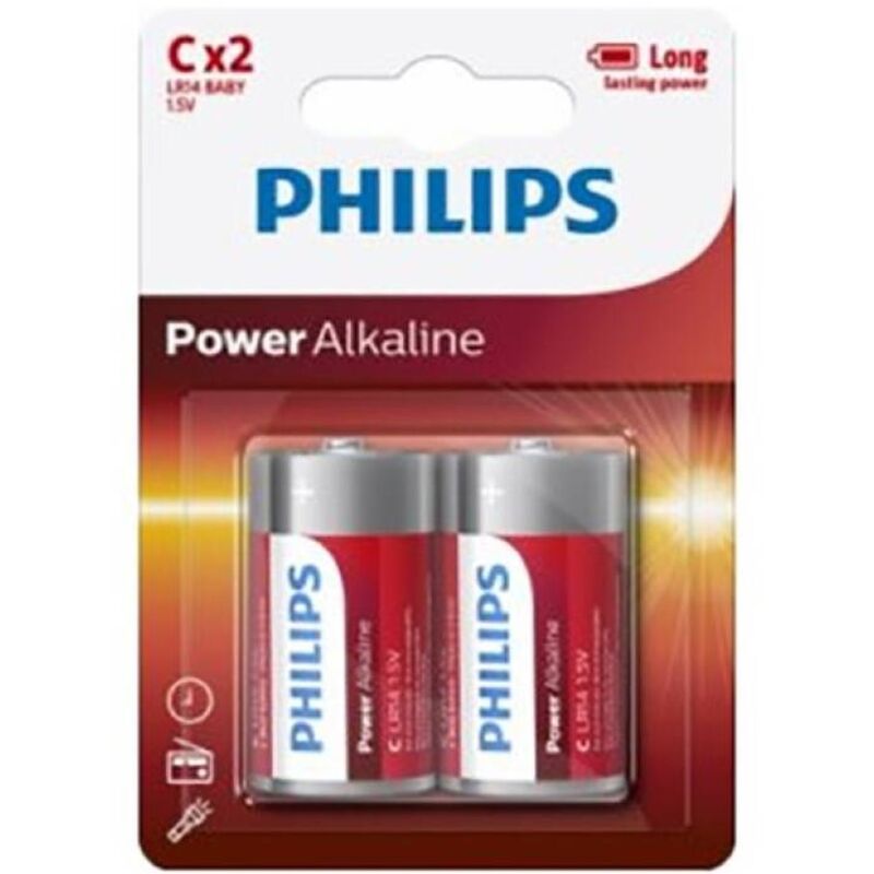 PHILIPS PILHA ALCALINA DE ALIMENTAyaO C LR14 BLISTER2
