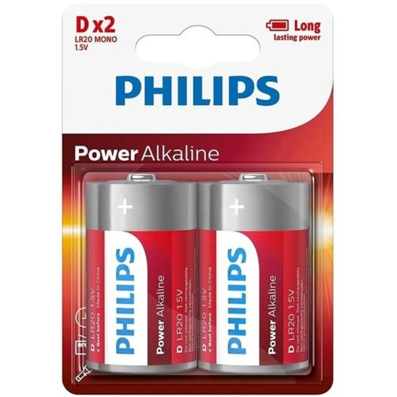 PHILIPS PILHA ALCALINA DE ALIMENTAyaO D LR20 BLISTER2