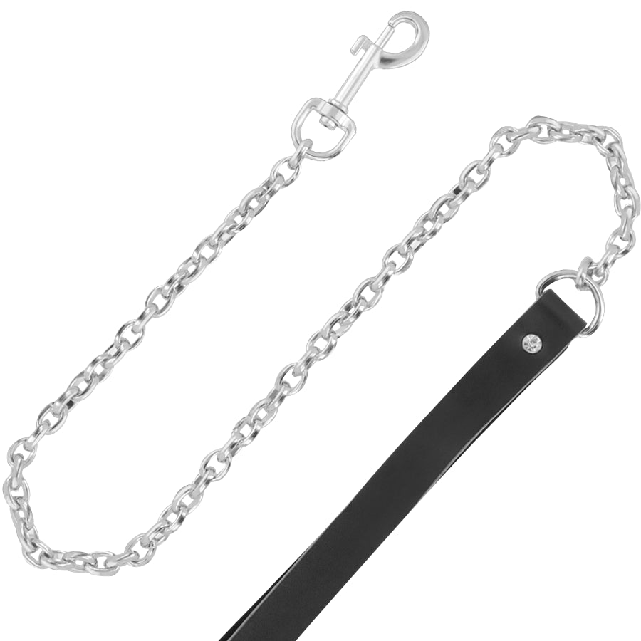 DARKNESS BLACK FURRY COLLAR WITH LEASH