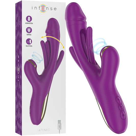 INTENSE ATENEO VIBRADOR MULTIFUNyoES RECARREGaVEL 7 VIBRAyoES COM LiNGUA OSCILANTE E ONDAS ESTIMULANTES ROXO