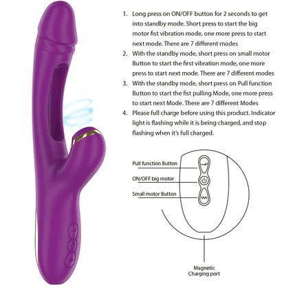 INTENSE ATENEO VIBRADOR MULTIFUNyoES RECARREGaVEL 7 VIBRAyoES COM LiNGUA OSCILANTE E ONDAS ESTIMULANTES ROXO