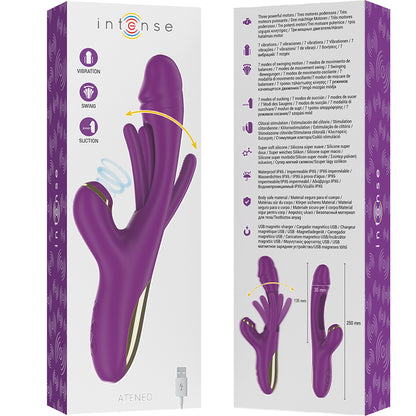 INTENSE ATENEO VIBRADOR MULTIFUNyoES RECARREGaVEL 7 VIBRAyoES COM LiNGUA OSCILANTE E ONDAS ESTIMULANTES ROXO