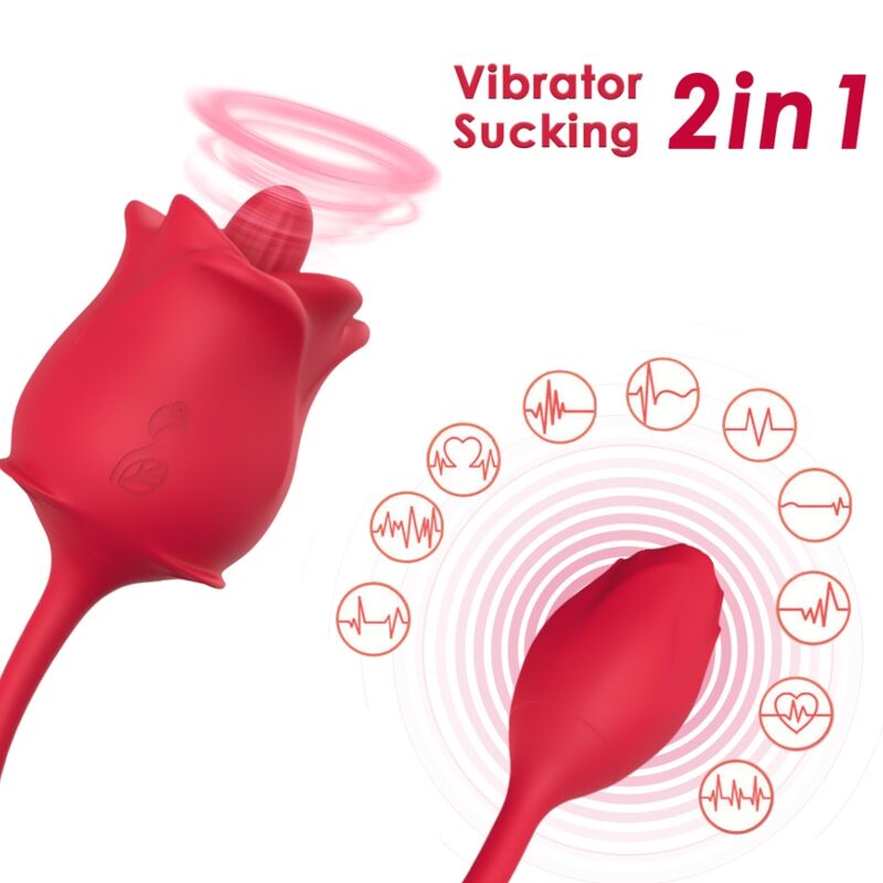 ARMONY ESTIMULADOR ROSA 2 EM 1 ONDAS E VIBRADOR 10 MODOS COM CAUDA VERMELHA