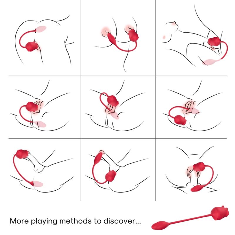 ARMONY ESTIMULADOR ROSA 2 EM 1 ONDAS E VIBRADOR 10 MODOS COM CAUDA VERMELHA