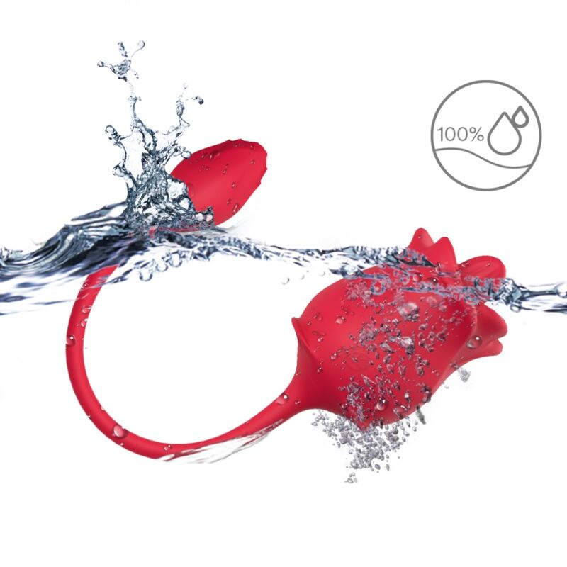 ARMONY ESTIMULADOR ROSA 2 EM 1 ONDAS E VIBRADOR 10 MODOS COM CAUDA VERMELHA