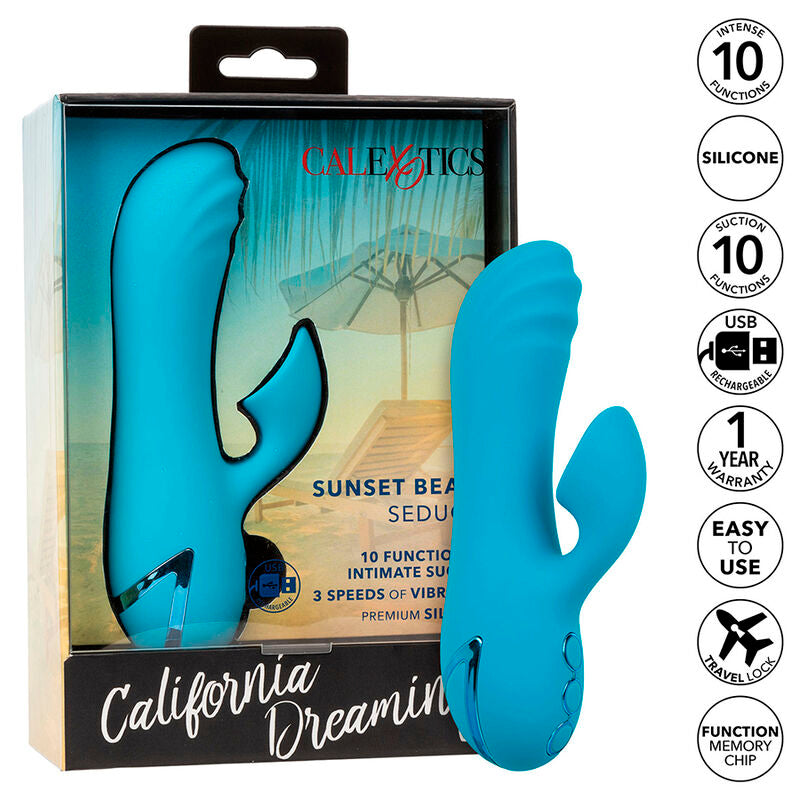 CALEXOTICS SUNSET BEACH SEDUCER VIBRADOR E ESTIMULADOR 10 FUNyoES AZUL