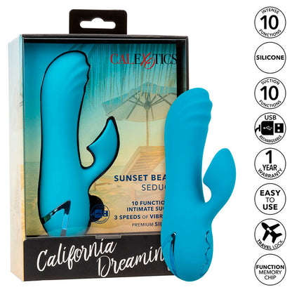 CALEXOTICS SUNSET BEACH SEDUCER VIBRADOR E ESTIMULADOR 10 FUNyoES AZUL