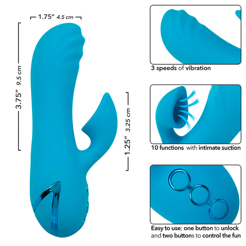 CALEXOTICS SUNSET BEACH SEDUCER VIBRADOR E ESTIMULADOR 10 FUNyoES AZUL