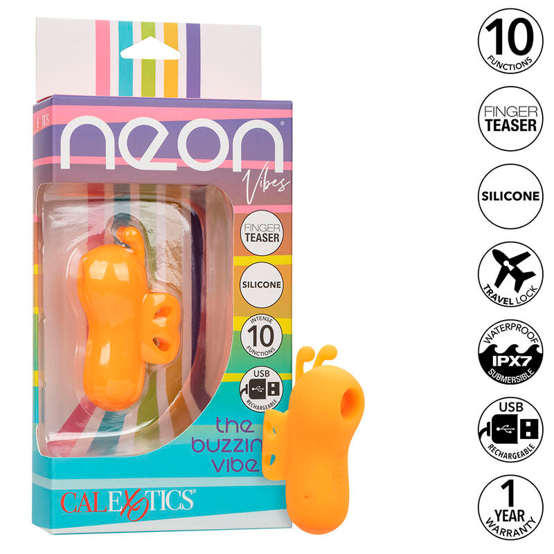 CALEXOTICS NEON VIBES BUZZING VIBE O ESTIMULADOR DE DEDO 10 VIBRAyoES LARANJA
