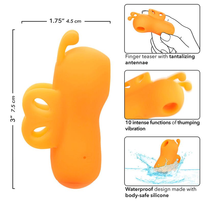 CALEXOTICS NEON VIBES BUZZING VIBE O ESTIMULADOR DE DEDO 10 VIBRAyoES LARANJA