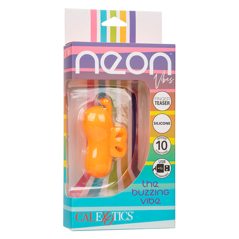 CALEXOTICS NEON VIBES BUZZING VIBE O ESTIMULADOR DE DEDO 10 VIBRAyoES LARANJA