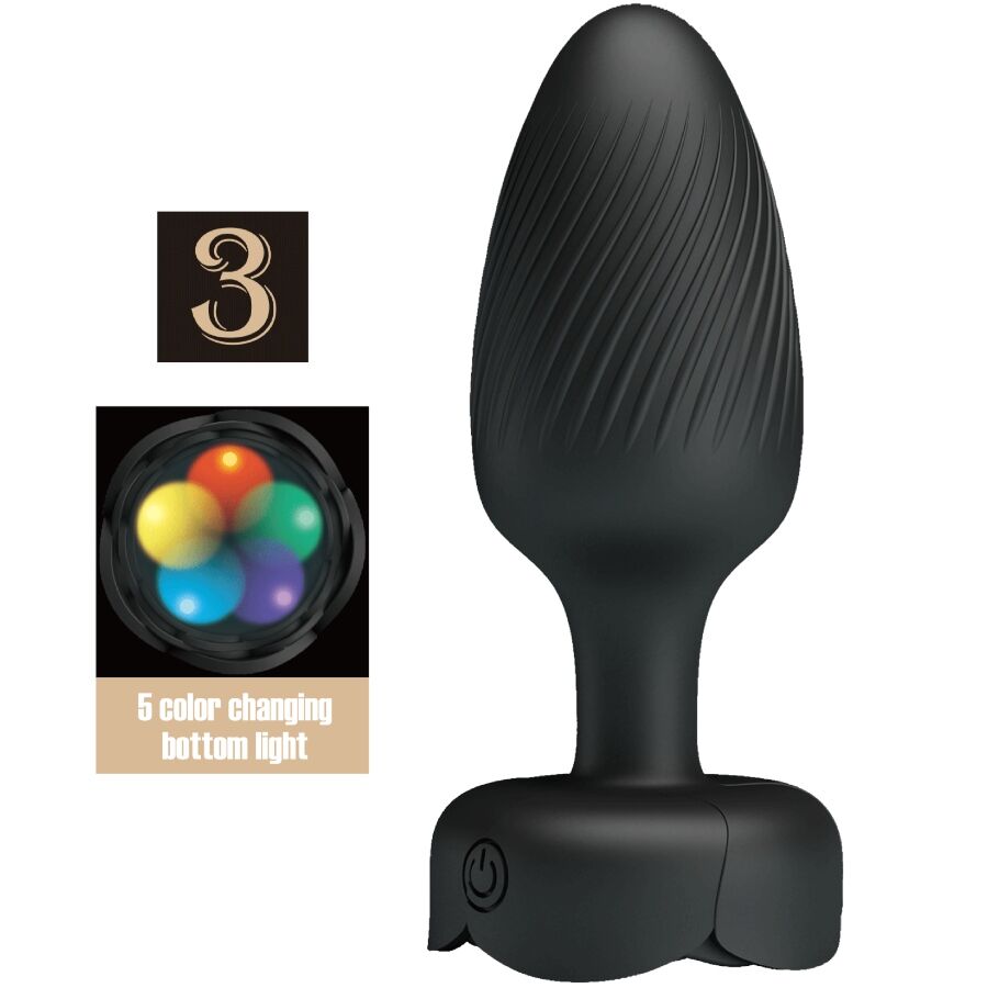 PRETTY LOVE OSBORN PLUG ANAL COM LUZ LED PRETO 98 CM