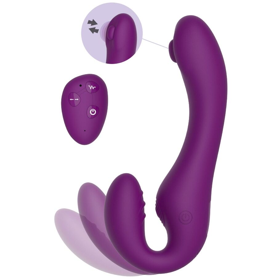 XOCOON VIBRADOR STRAP ON 2 EM 1 SEM ALyAS COM CONTROLE REMOTO ROXO