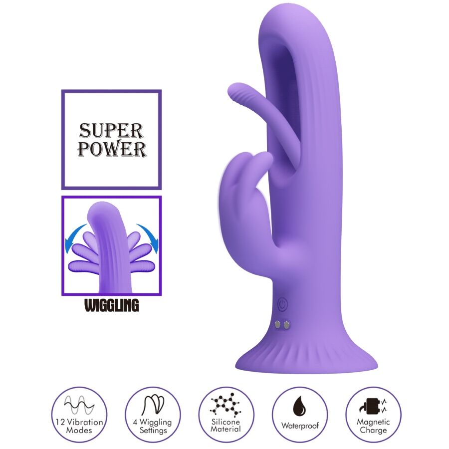 PRETTY LOVE VIBRADOR DE COELHO KILLMOULIS 12 MODOS DE VIBRAyaO ROXO