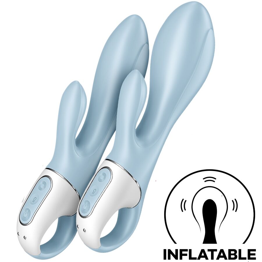 SATISFYER BOMBA DE AR BUNNY 1 COELHO INFLaVEL VIBRADOR AZUL