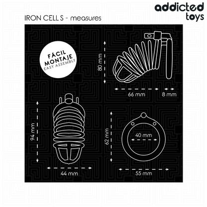 ADDICTED TOYS LOCKED GAIOLA DE PeNIS DE METAL COM CeLULA DE FERRO 4 CM TAMANHO S