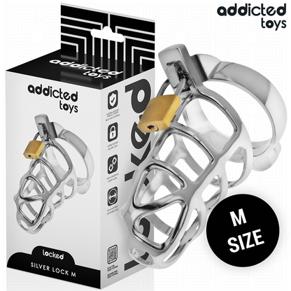 ADDICTED TOYS LOCKED GAIOLA DE PeNIS COM TRAVA DE PRATA TAMANHO M