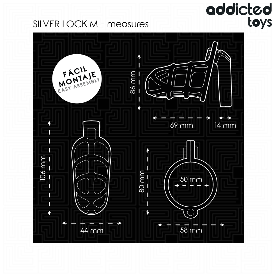 ADDICTED TOYS LOCKED GAIOLA DE PeNIS COM TRAVA DE PRATA TAMANHO M