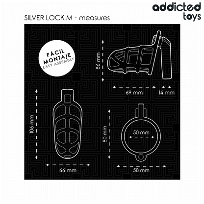 ADDICTED TOYS LOCKED GAIOLA DE PeNIS COM TRAVA DE PRATA TAMANHO M