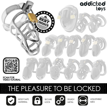 ADDICTED TOYS LOCKED GAIOLA DE PeNIS COM TRAVA DE PRATA TAMANHO M