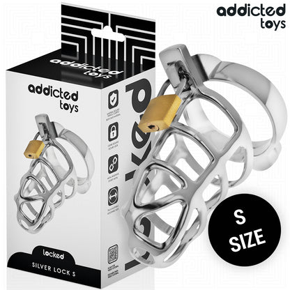 ADDICTED TOYS LOCKED GAIOLA DE PeNIS DE METAL COM TRAVA DE PRATA TAMANHO S
