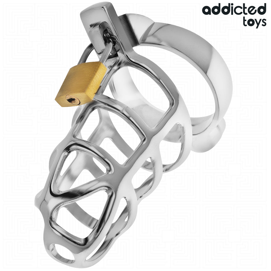 ADDICTED TOYS LOCKED GAIOLA DE PeNIS DE METAL COM TRAVA DE PRATA TAMANHO S