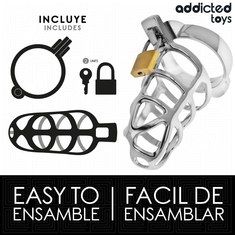 ADDICTED TOYS LOCKED GAIOLA DE PeNIS DE METAL COM TRAVA DE PRATA TAMANHO S