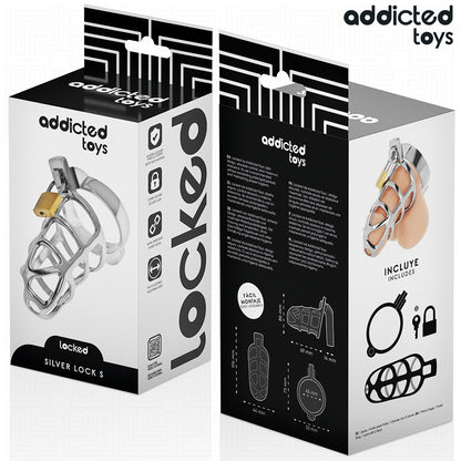 ADDICTED TOYS LOCKED GAIOLA DE PeNIS DE METAL COM TRAVA DE PRATA TAMANHO S