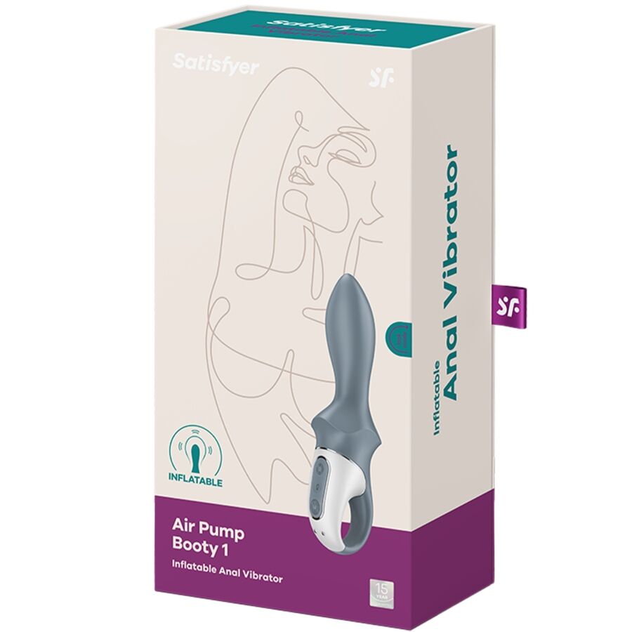 SATISFYER BOMBA DE AR BOOTY 1 VIBRADOR INFLaVEL ANAL CINZA
