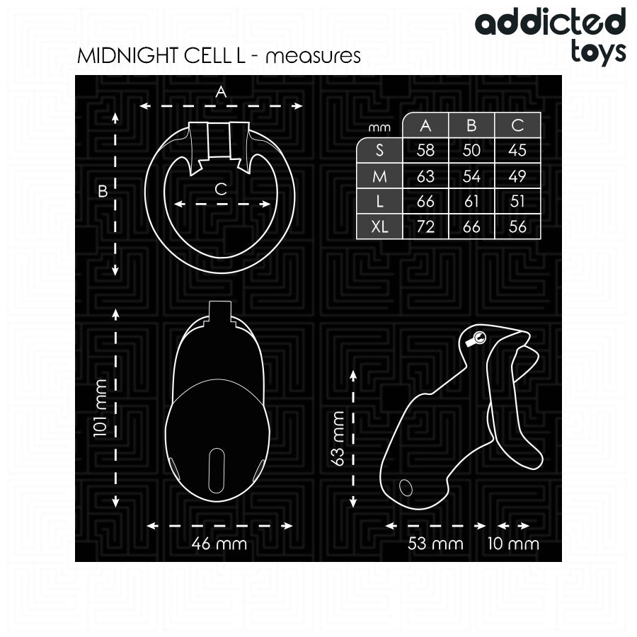 ADDICTED TOYS LOCKED GAIOLA DE PeNIS CELL MINDNIGHT TAMANHO L
