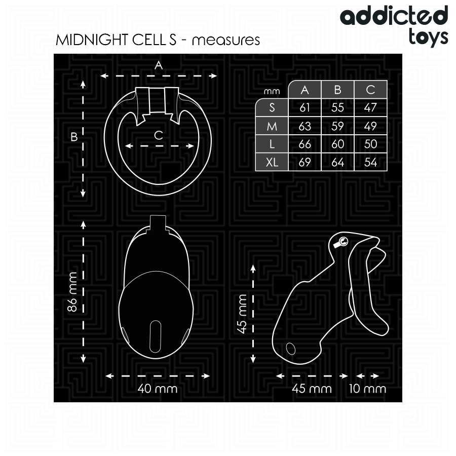 ADDICTED TOYS LOCKED GAIOLA PARA PeNIS CELL MINDNIGHT TAMANHO S 48 CM