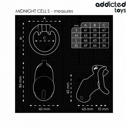 ADDICTED TOYS LOCKED GAIOLA PARA PeNIS CELL MINDNIGHT TAMANHO S 48 CM