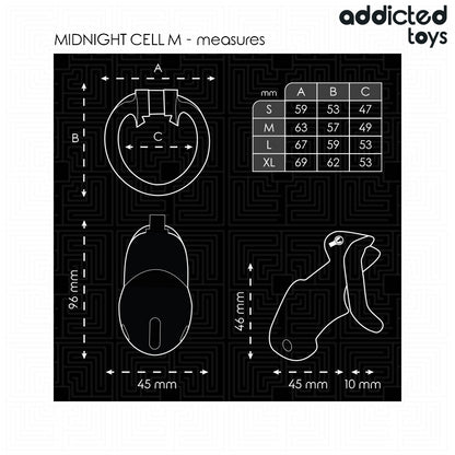 ADDICTED TOYS LOCKED GAIOLA PARA PeNIS CELL MINDNIGHT 42 CM TAMANHO M