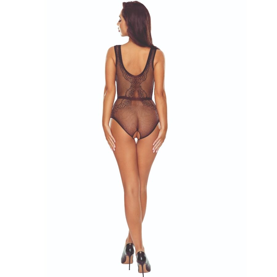 PASSION BS115 BLACK GRID BODYSTOCKING