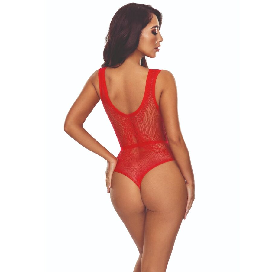 PASSION BS115 BODYSTOCKING GRID VERMELHO
